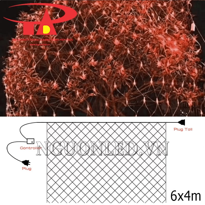 Thông số kỹ thuật đèn led lưới mắt cáo 6x4m màu đỏ