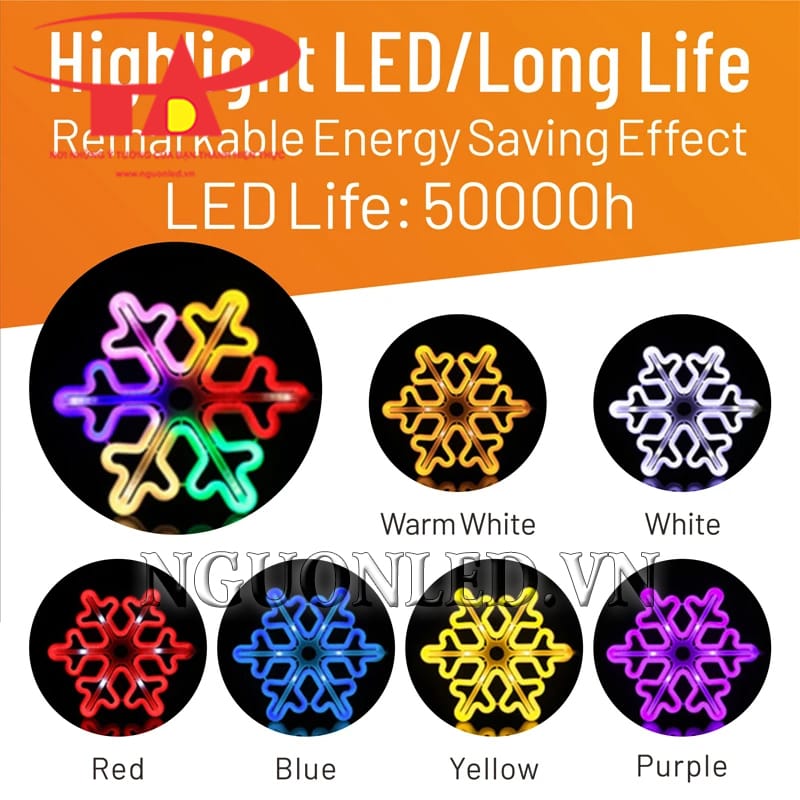 Chi tiết led neon hình hoa tuyết màu đỏ giá rẻ