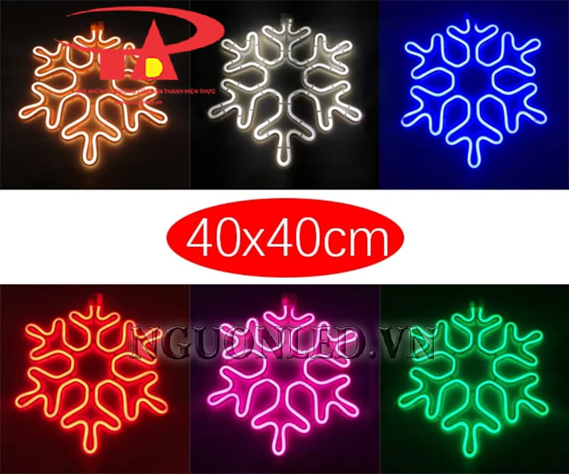 Chi tiết led neon hình hoa tuyết màu đỏ