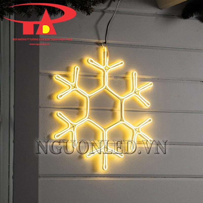 Ảnh led neon bông tuyết ánh sáng vàng tại TPHCM