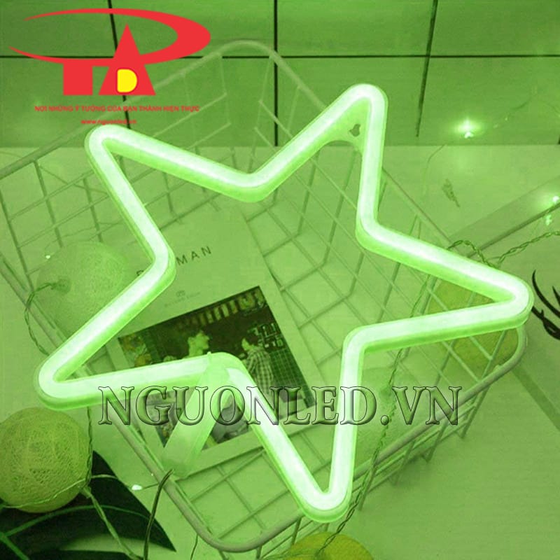 Ứng dụng led ngôi sao neon màu xanh lá tại Nha Trang