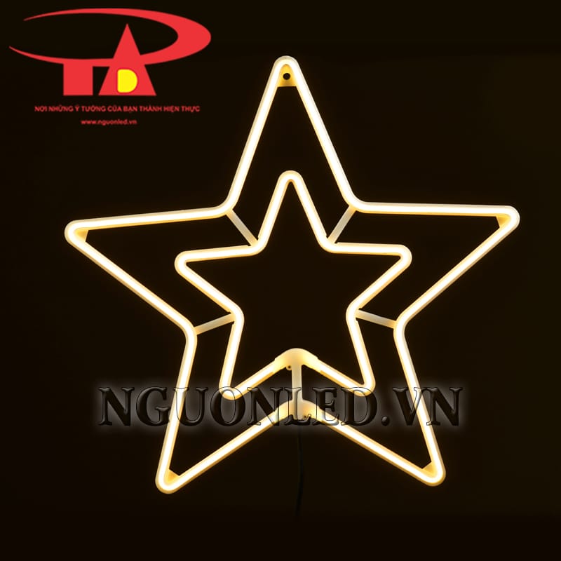 Ảnh led neon ngôi sao đôi  trang trí giáng sinh