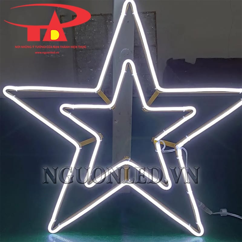 Ảnh led neon ngôi sao đôi màu trắng tại Đà Nẵng