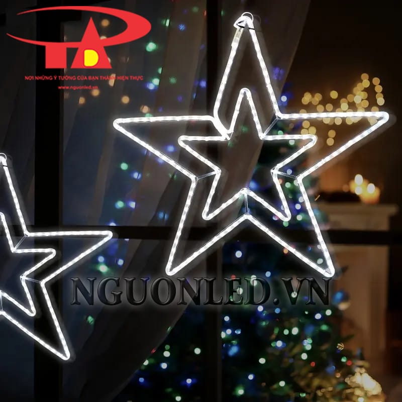 Ứng dụng led neon ngôi sao đôi màu trắng tại Nha Trang