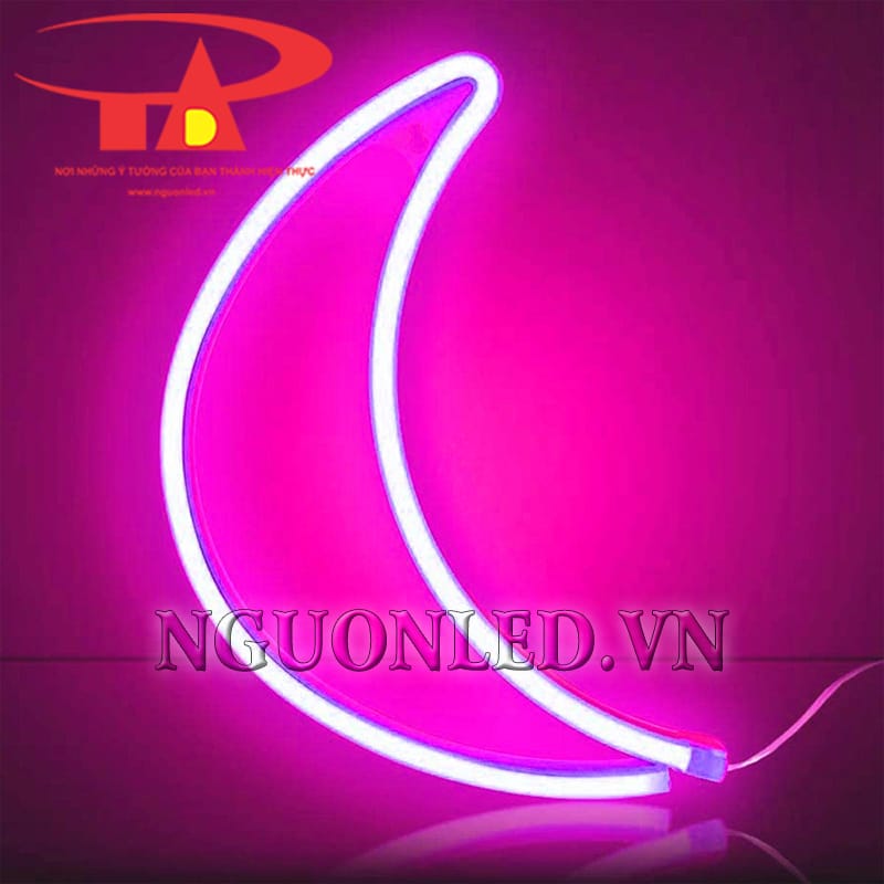 Đèn led trăng khuyết neon màu hồng