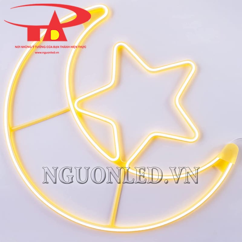 Đèn led neon trăng sao màu vàng siêu sáng