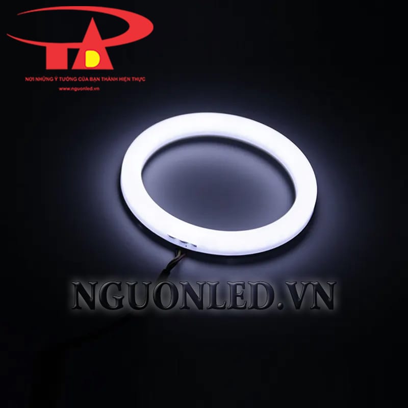 Ảnh đèn led vòng tròn neon màu trắng gắn tường