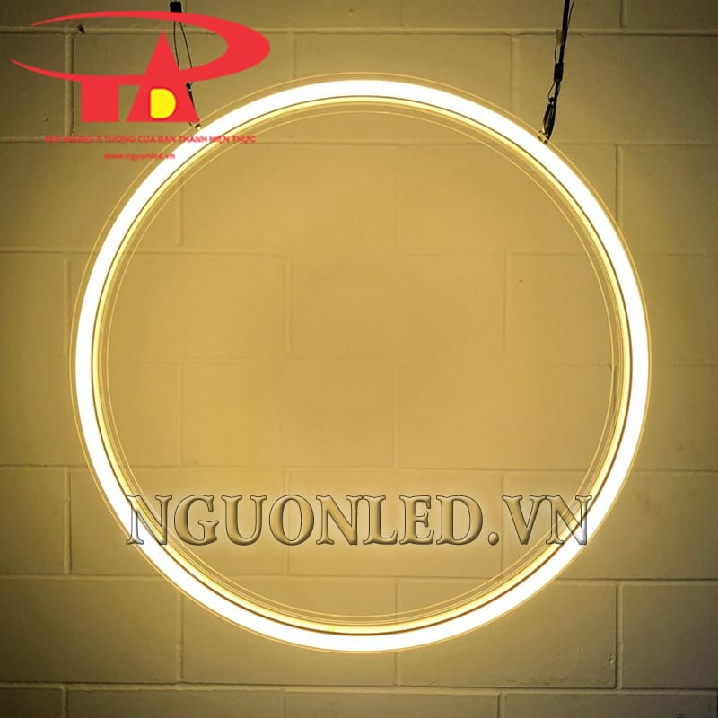 Ảnh vòng tròn đèn led neon màu vàng