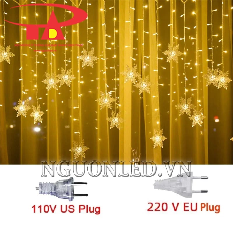 Ảnh led bông tuyết 4m màu vàng