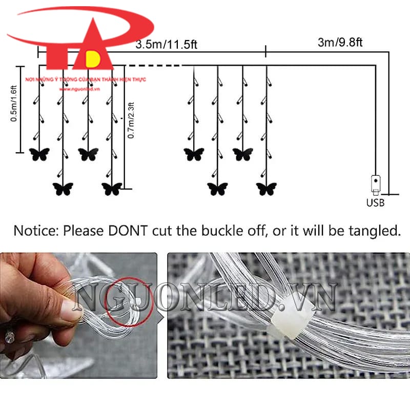 Chi tiết led rèm cánh bướm 3,5m đủ màu giá rẻ