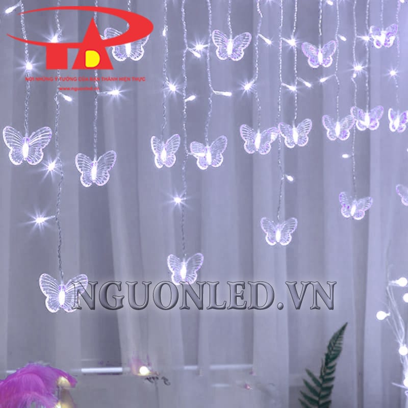 Đèn led rèm hình bướm 3,5m màu trắng loại tốt