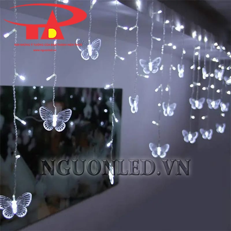 Ứng dụng led rèm hình bướm 3,5m màu trắng giá rẻ