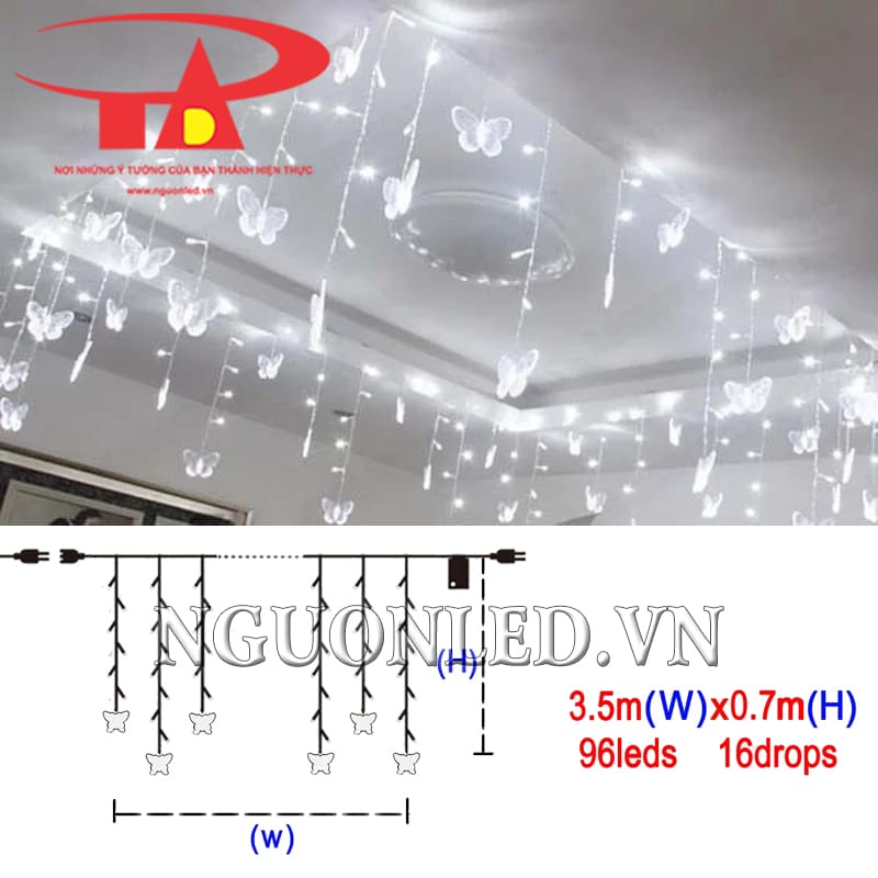 Thông số kỹ thuật led rèm hình bướm 3,5m màu trắng