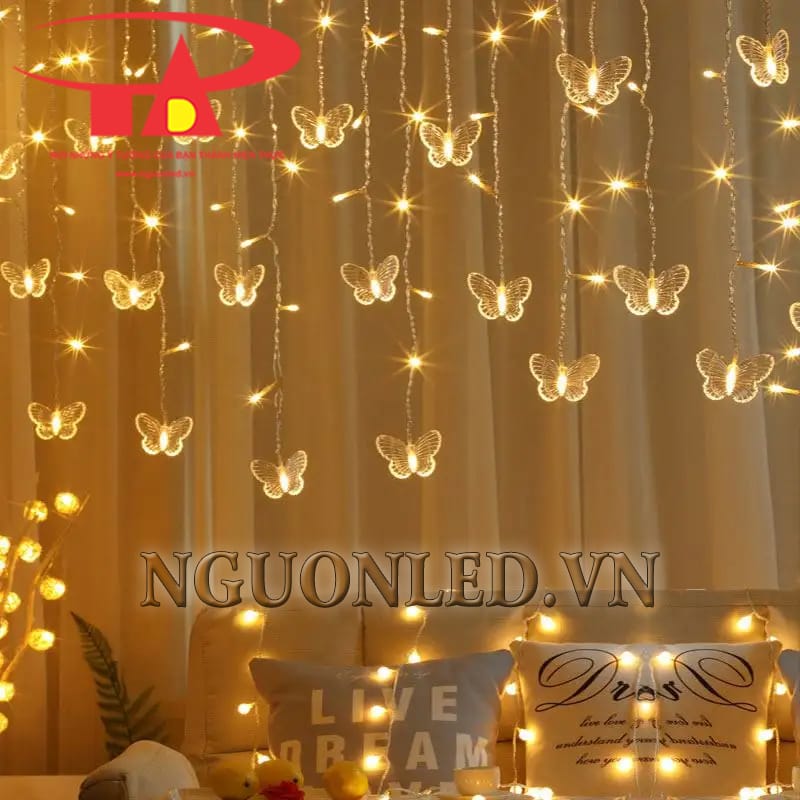 Ứng dụng led rèm cánh bướm màu vàng 3,5m