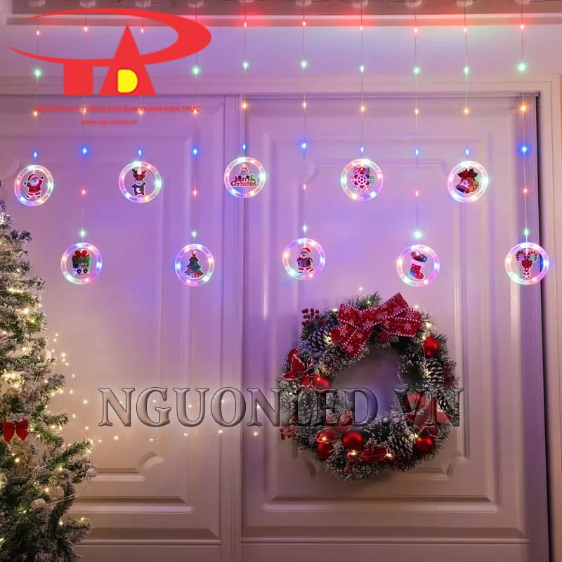 Ảnh led rèm vòng tròn noel đủ màu giá rẻ tại TPHCM