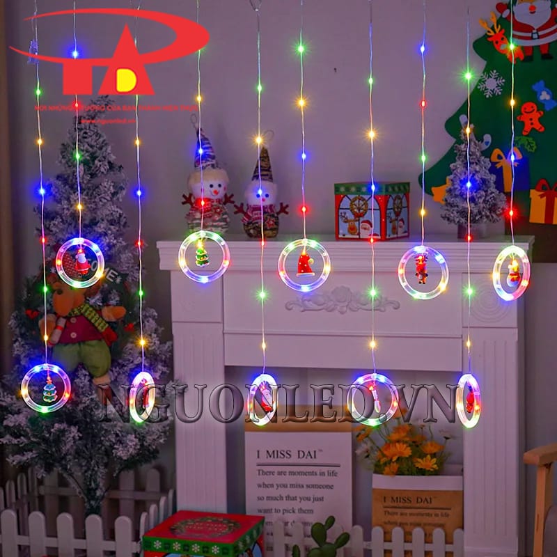 Ứng dụng led rèm vòng tròn noel đủ màu giá rẻ