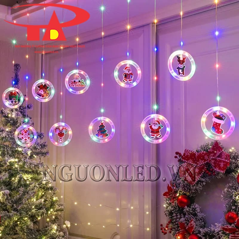 Ứng dụng led rèm vòng tròn noel đủ màu loại tốt