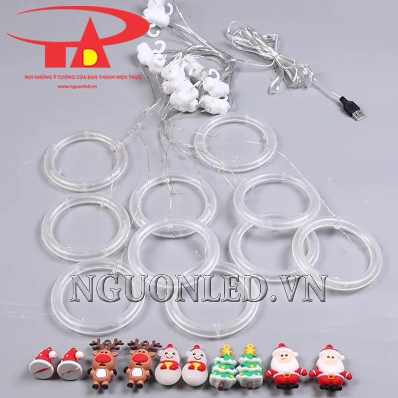 Chi tiết đóng gói led rèm vòng tròn noel đủ màu