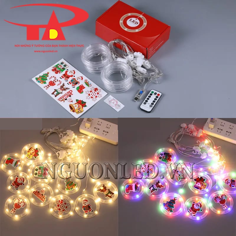 Chi tiết màu sắc led rèm vòng tròn noel