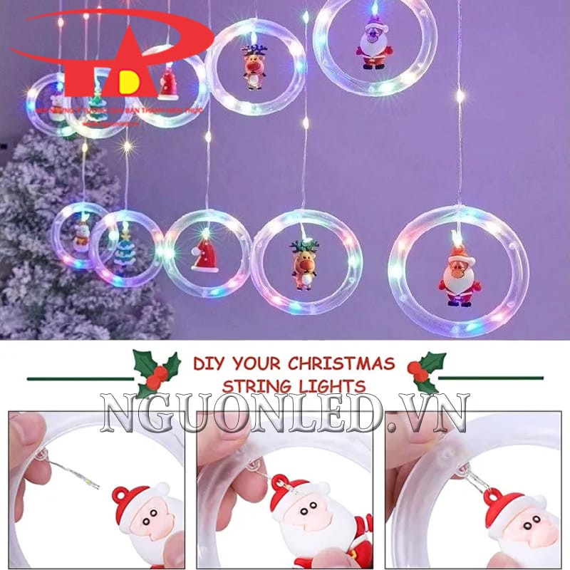 Chi tiết về led rèm vòng tròn noel đủ màu