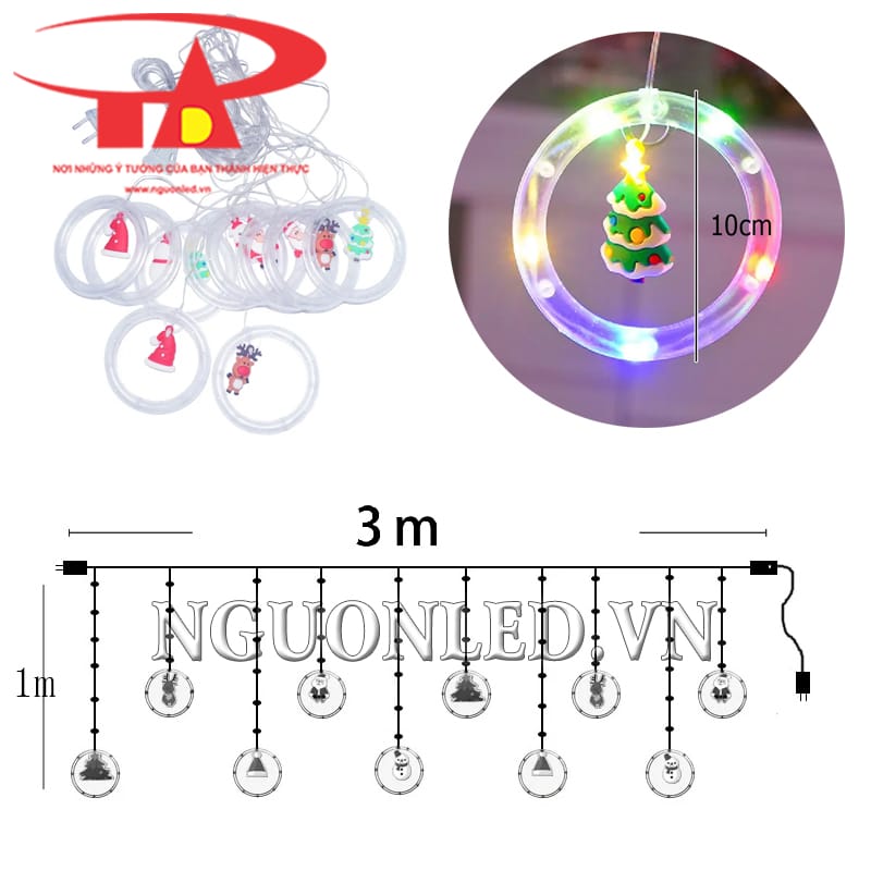 Thông số kích thước led rèm vòng tròn noel đủ màu