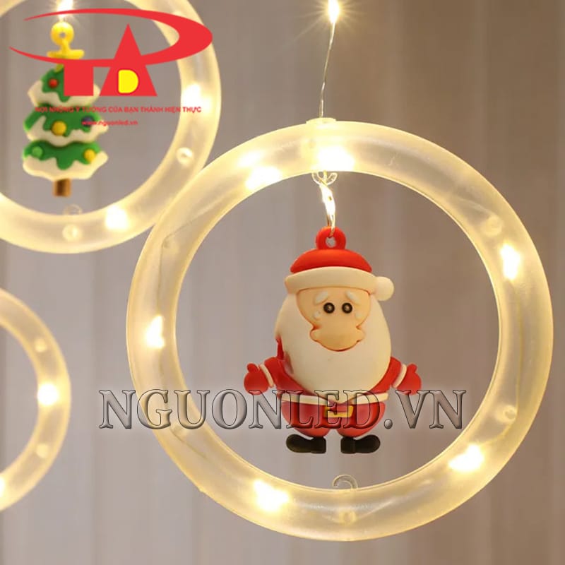 Ảnh led rèm noel vòng tròn màu vàng tại Nha Trang