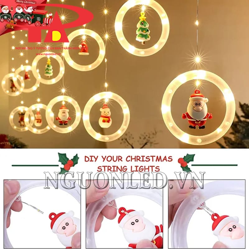 Cách lắp led mành nháy noel vòng tròn