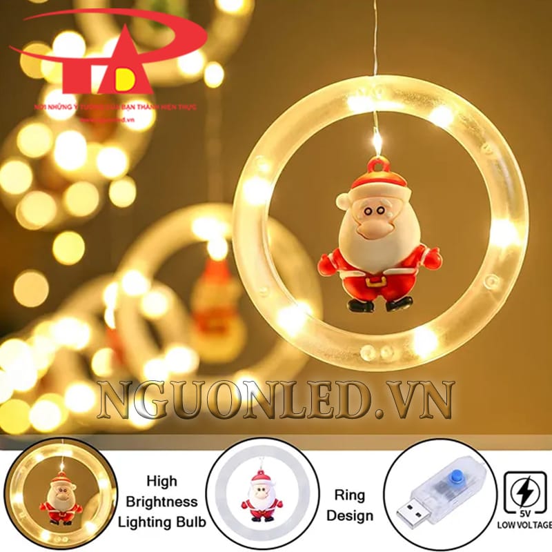 Chi tiết led mành nháy noel vòng tròn