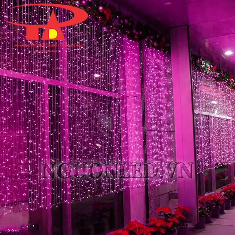 Led rèm mưa màu hồng dùng trong nhà