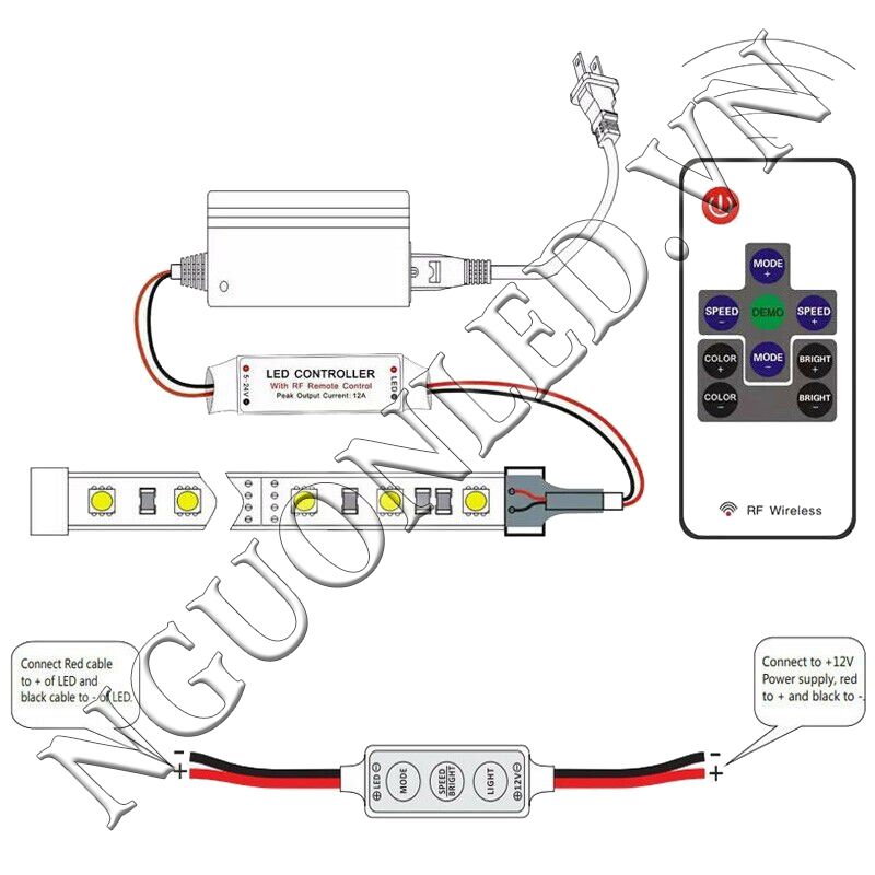 Hướng dẫn cài đặt bộ điều khiển led dây 5-24V