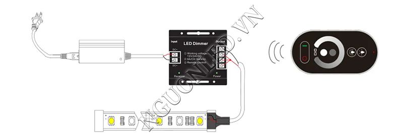 Hướng dẫn cài đặt Dimmer 12-24V 30A có remote