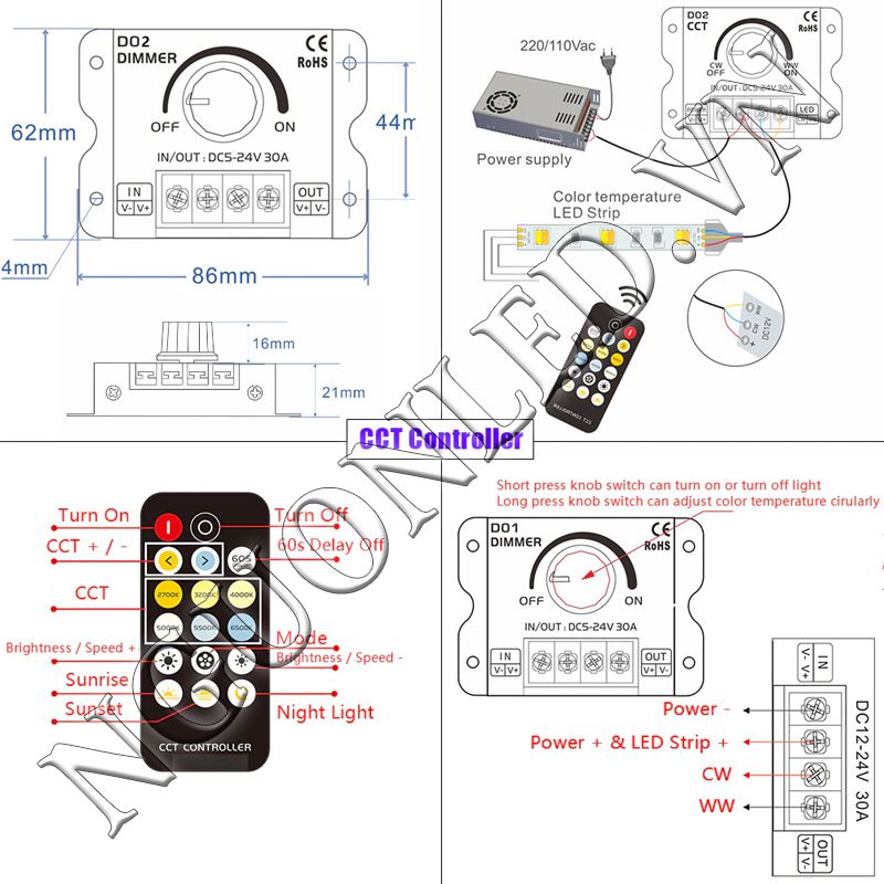 Hướng dẫn cài đặt Dimmer chỉnh độ sáng 5V-24V