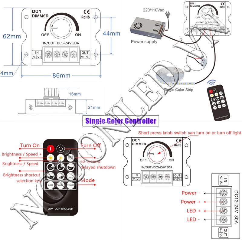 Hướng dẫn cài đặt Dimmer chỉnh độ sáng 5V-24V giá rẻ