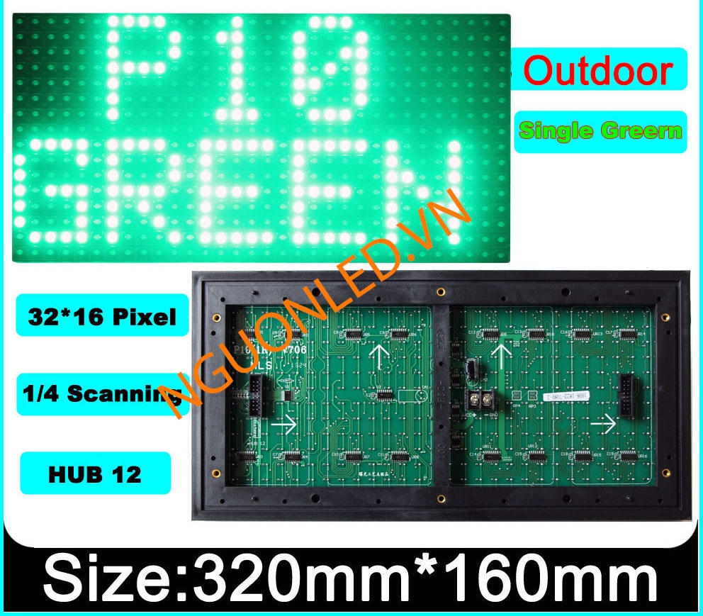 Module P10 màu xanh trong nhà loại tốt, giá rẻ mua tại nguonled.vn