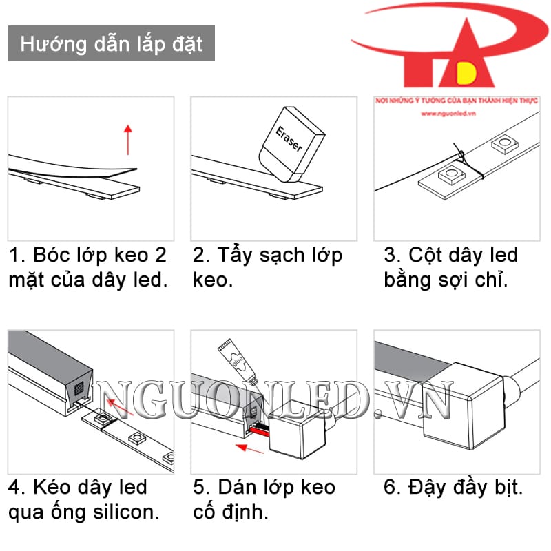 Cách luồn led dây vào ống silicon uốn dẻo