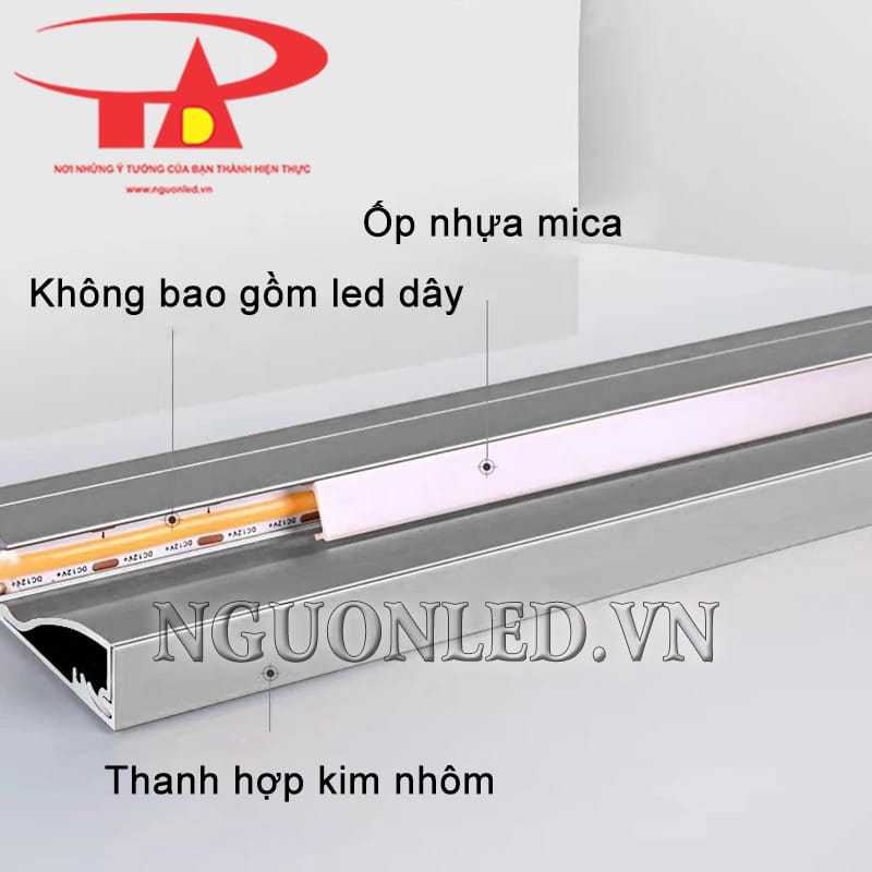 Thanh nhôm hắt chân tường định hình led dây