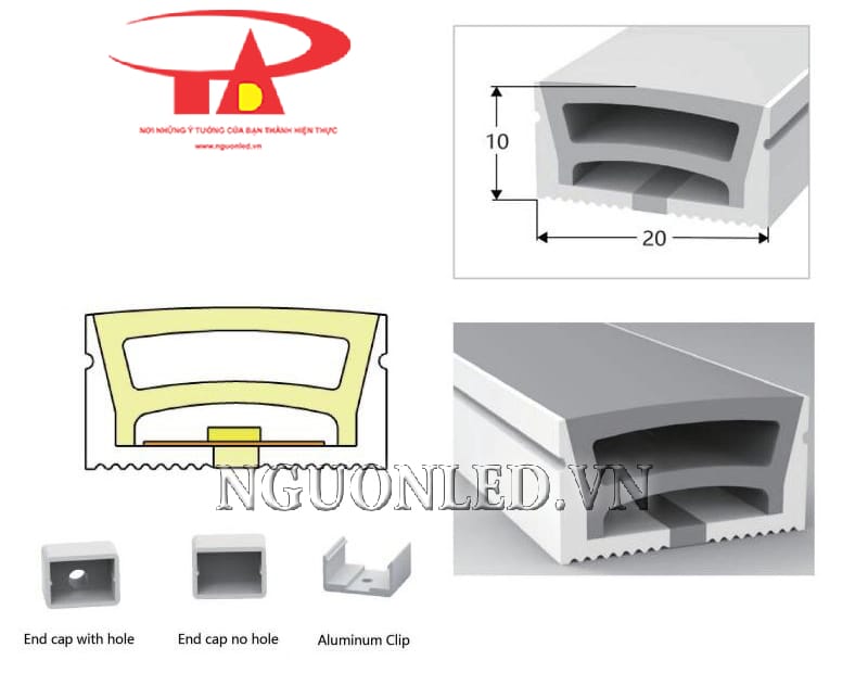 Ống silicon định hình led dây dám