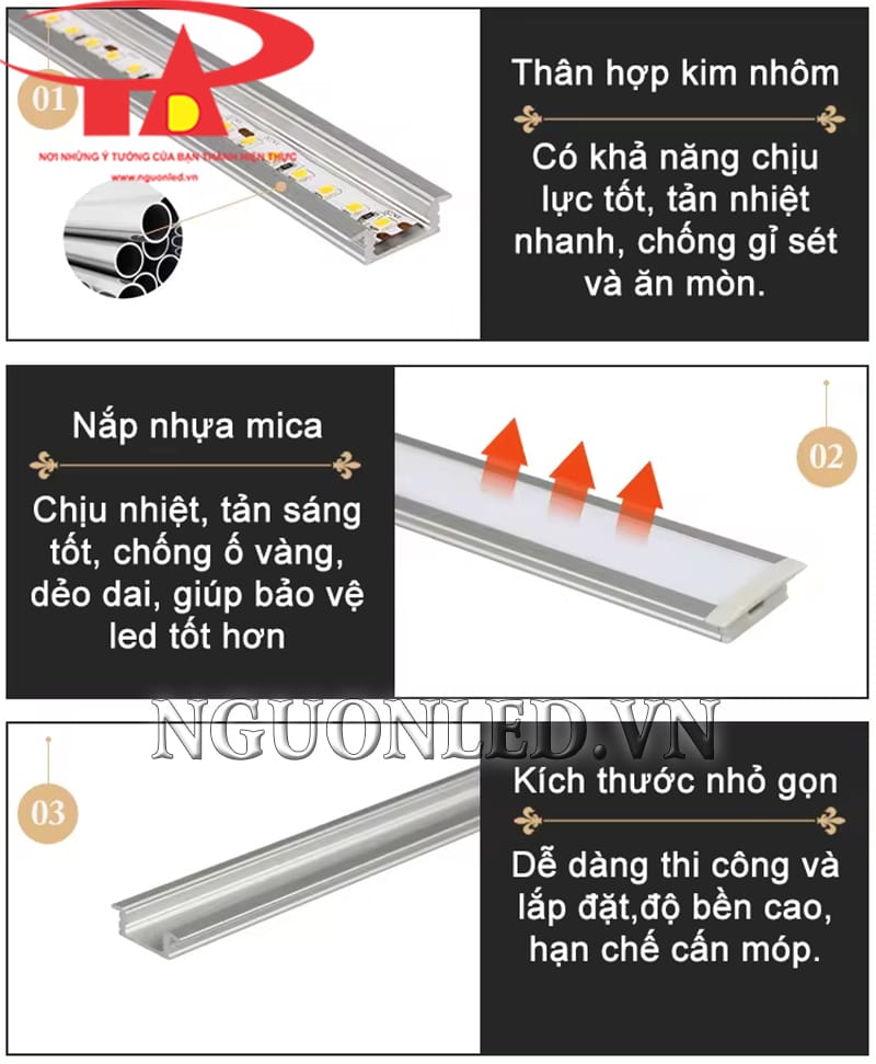 Thanh nhôm định hình âm chữ YW loại tốt