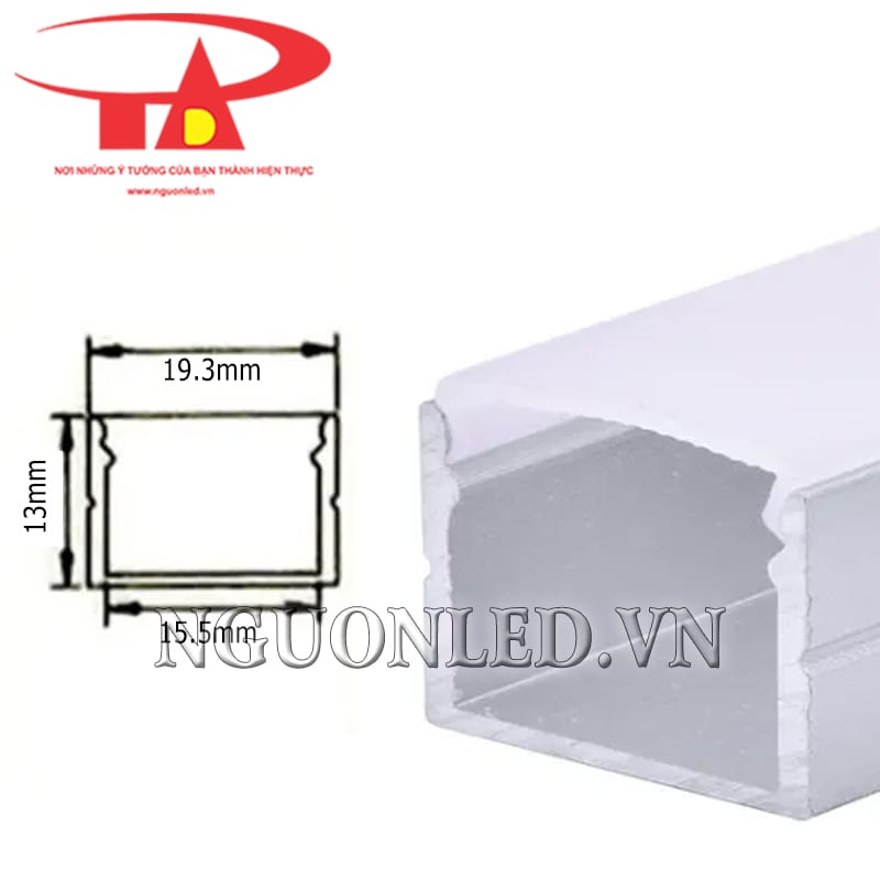 Thanh định hình nhôm U 19x13 gắn nổi tường