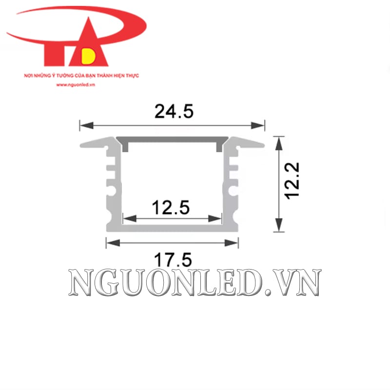 Thanh định hình nhôm âm tường W25H12 giá rẻ