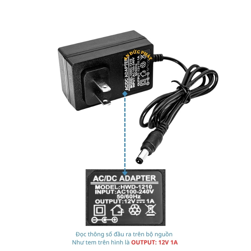 Cách đọc thông số trên nguồn adapter 12V 1A dùng cho camera