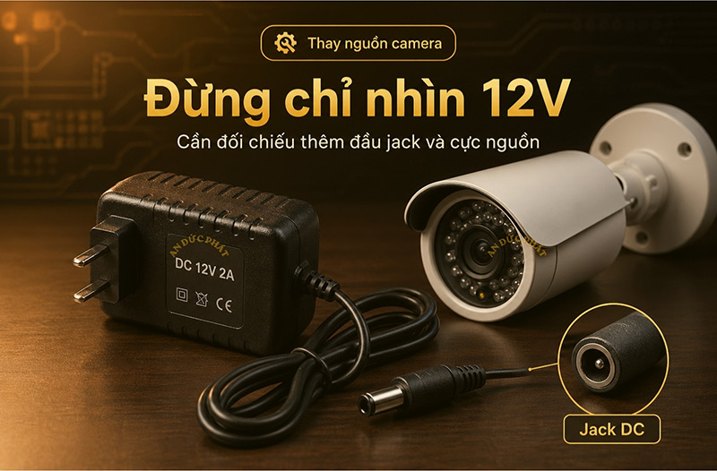 Adapter 12V 2A loại tốt dùng cho camera