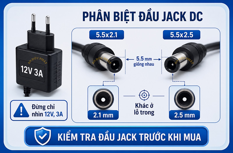 Adapter 12V 3A jack DC 5.5x2.1