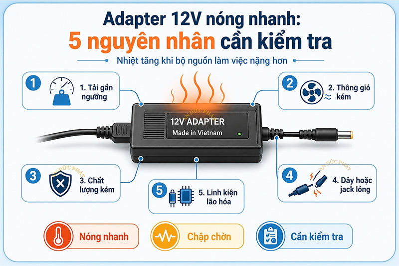 Các nguyên nhân khiến adapter nóng hơn bình thường