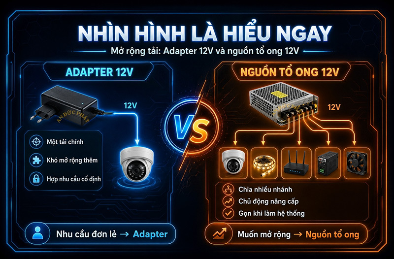 Mở rộng tải của nguồn tổ ong tốt hơn adapter