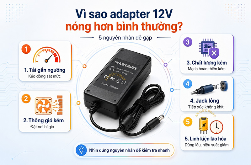 5 nguyên nhân khiến adapter nóng hơn bình thường