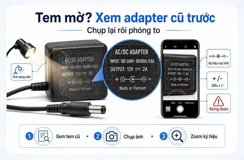 Xem adapter cũ mua đúng adapter 12V