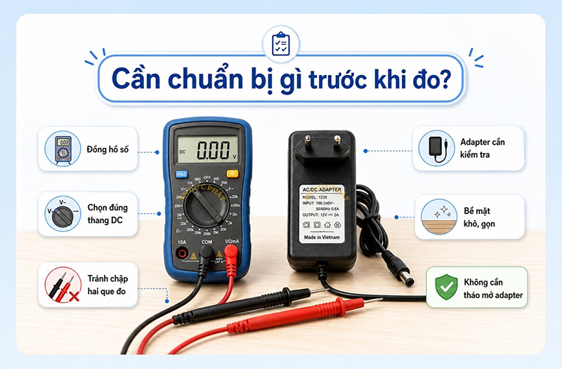 Cần chuẩn bị gì trước khi đo Adapter 12V