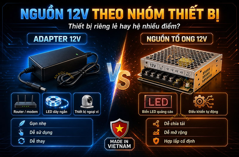 Nguồn 12V dùng cho các nhóm thiết bị 12V