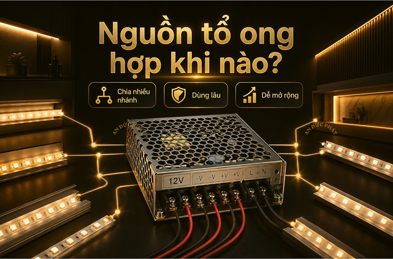 Nguồn tổ ong 12V dùng cho đèn LED thanh nhôm